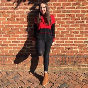 Black and red Cable and Gauge sweater